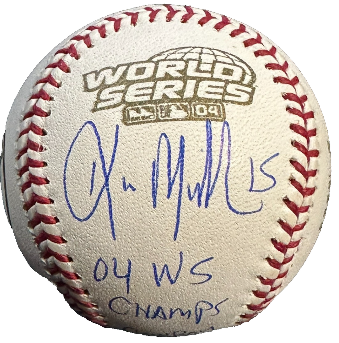 Kevin Millar Signed 2004 World Series Baseball W/04 WS Champs & Cowboy Up JSA