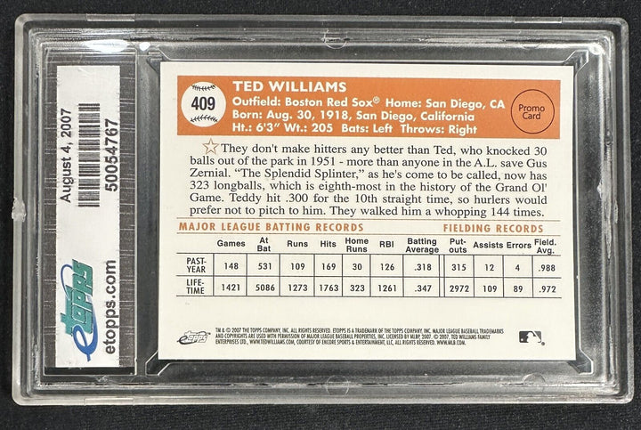 2007 E-Topps eCon 5 National Convention Red /25 Ted Williams #409 HOF