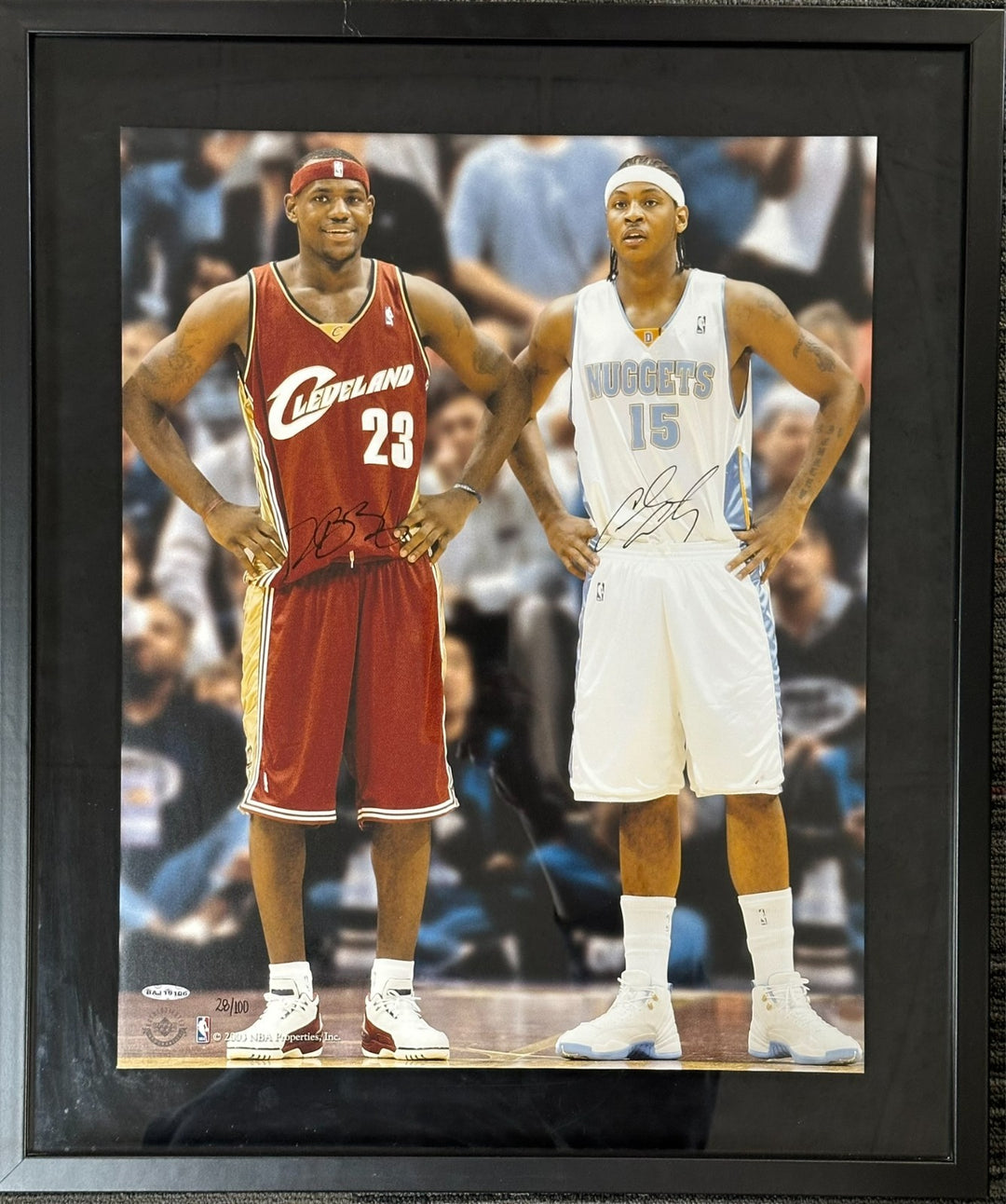 2003 LeBron James & Carmelo Anthony Signed Upper Deck 16x20 Rookie Photo /100