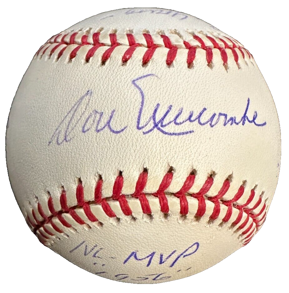 Don Newcombe Autographed Official National League Stats Baseball Dodgers