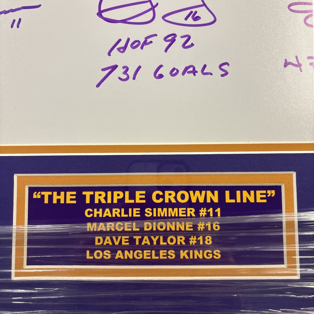 Framed Triple Crown Line Autographed 11x14 Photo Taylor Dionne & Simmer LA Kings