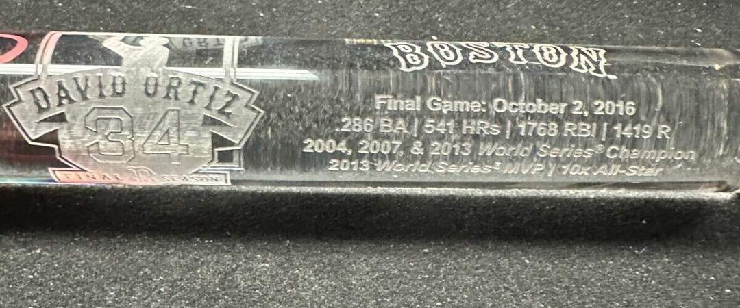David Ortiz Autographed Final Season Acrylic Mini Bat BAS /5000 HOF Red Sox