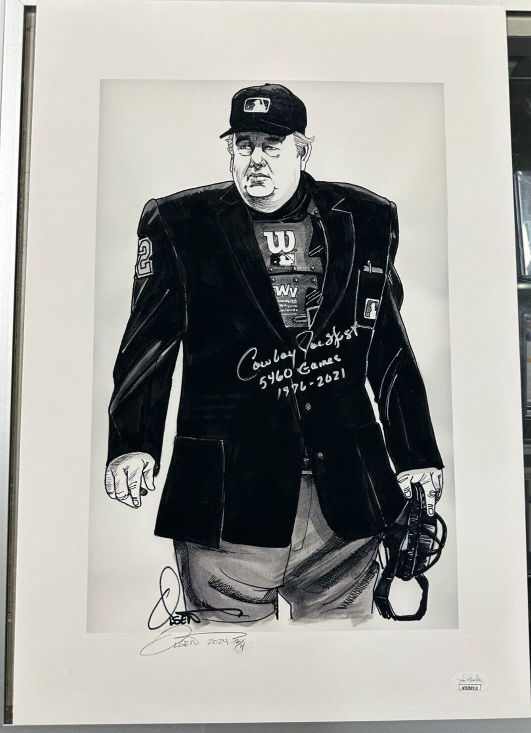 Cowboy Joe West Autographed Original Dave Olsen Artwork Print JSA