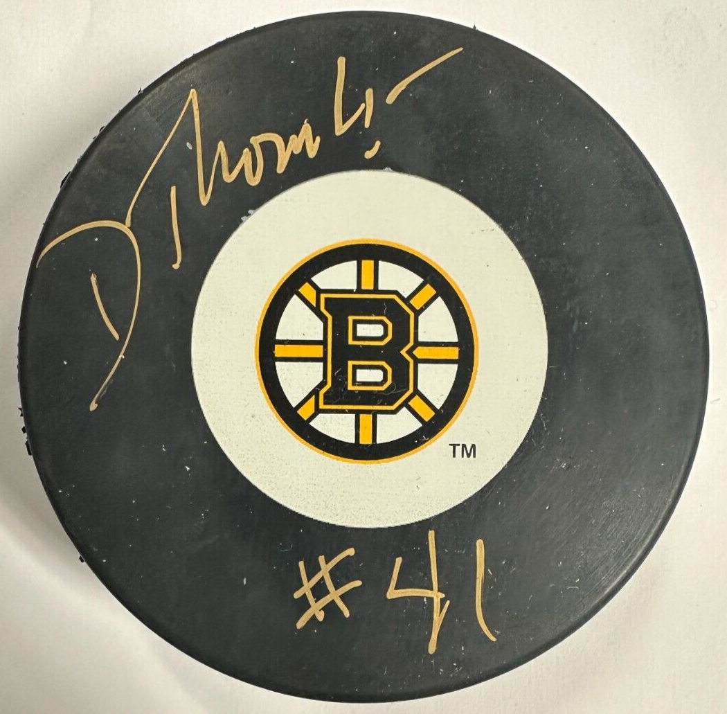 Dave Thomlinson Autographed Boston Bruins Hockey Puck NHL