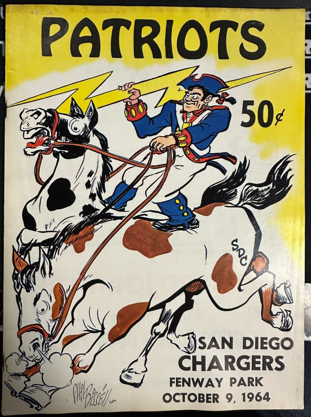 October 9, 1964 Boston Patriots & San Diego Chargers Program AFL