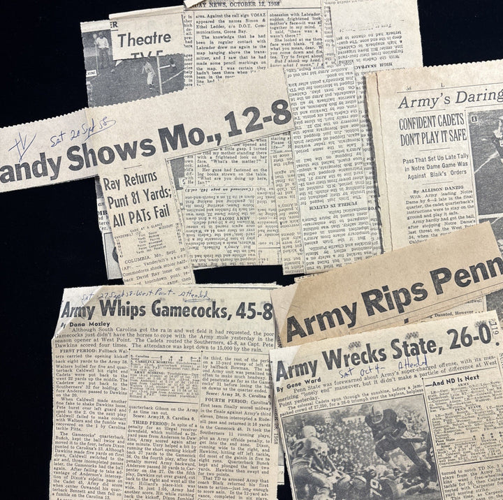 Oct 4 1958 Army vs Penn State Program & News Clippings