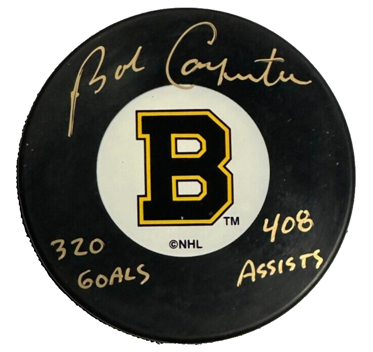 Bob Carpenter Autographed Boston Bruins Hockey Puck W/ Inscriptions