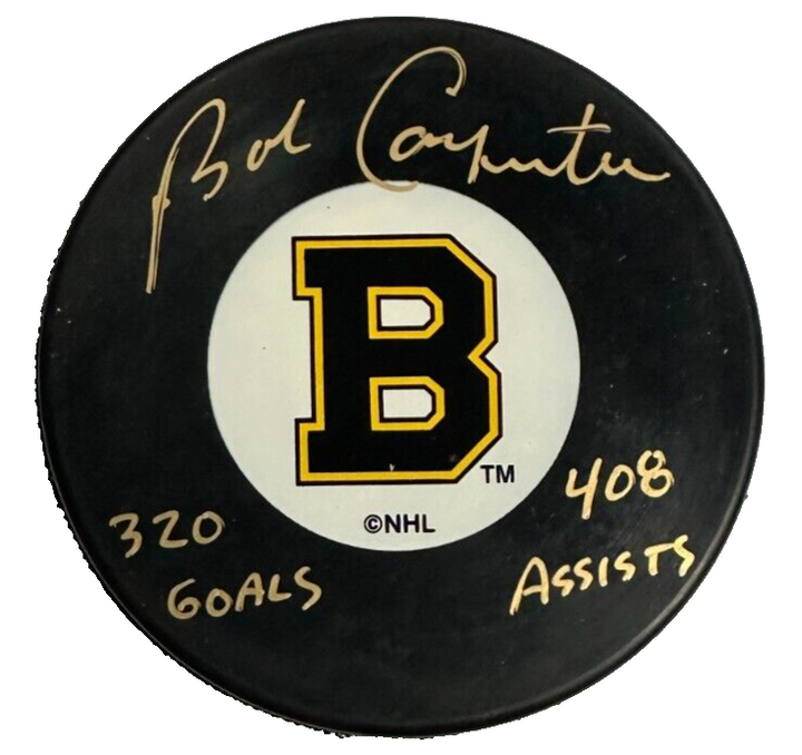 Bob Carpenter Autographed Boston Bruins Hockey Puck W/ Inscriptions