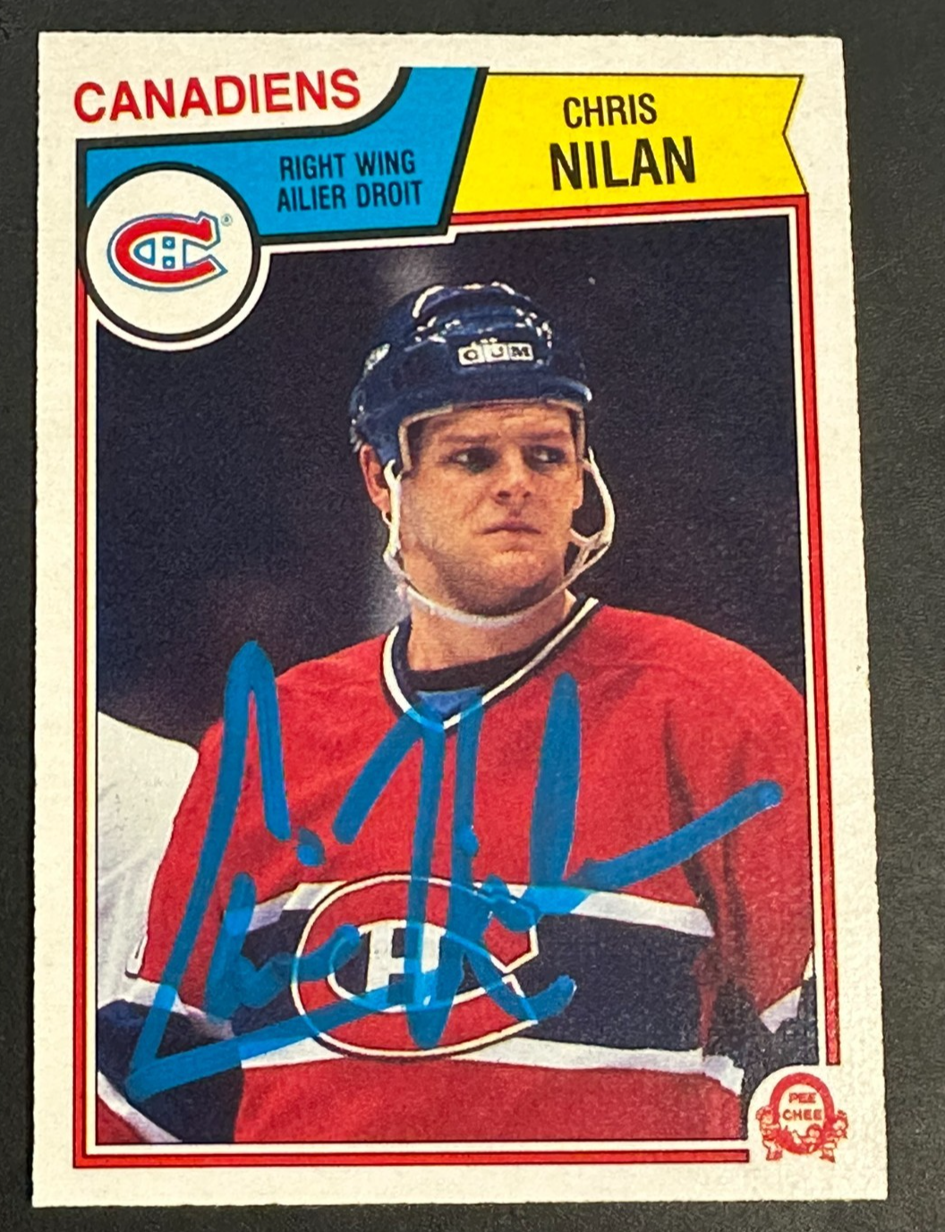 1983-84 O-Pee-Chee Chris Nilan Autographed Rookie Card #194 Canadiens