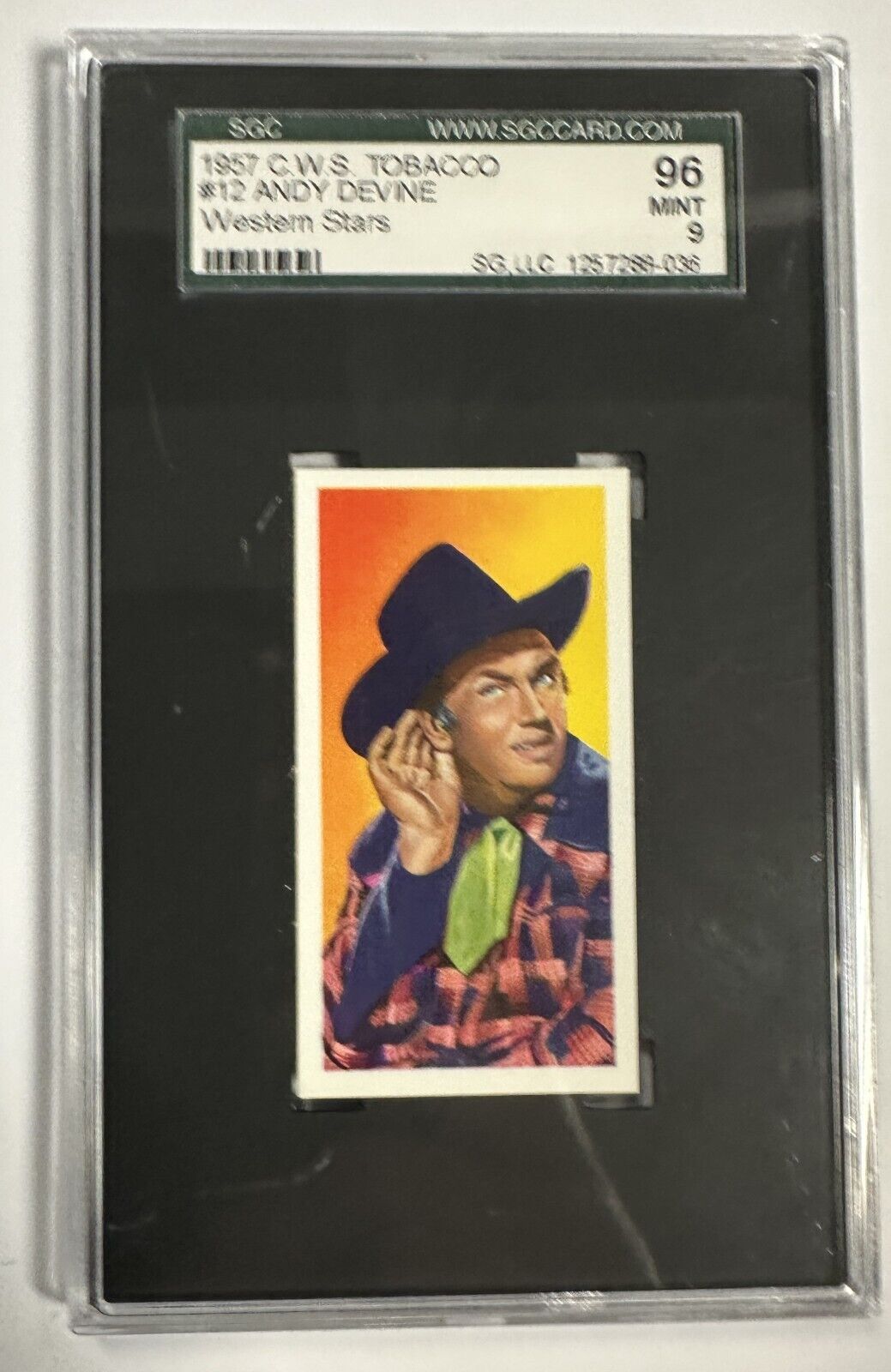 1957 C.W.S. Tobacco Western Stars Andy Devine Card #13 SGC 9 Mint