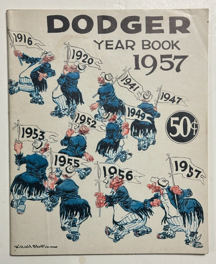 1957 Brooklyn Dodgers Baseball Yearbook Koufax Drysdale Robinson