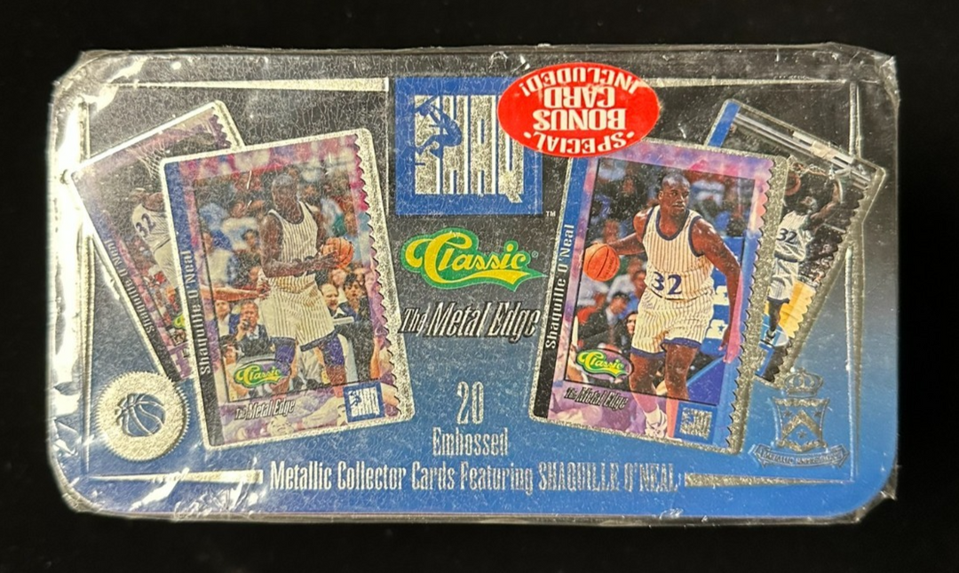 1994 Classic the Metal Edge Shaq 20 Embossed Cards in Metal Tin Factory Sealed