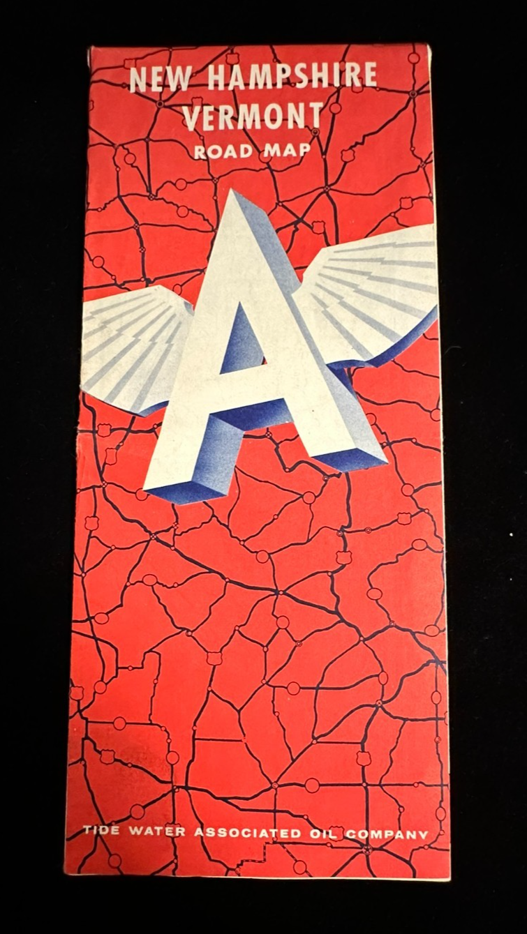 1957 Veedol Flying "A" Road Map of New Hampshire & Vermont & Historical Guide