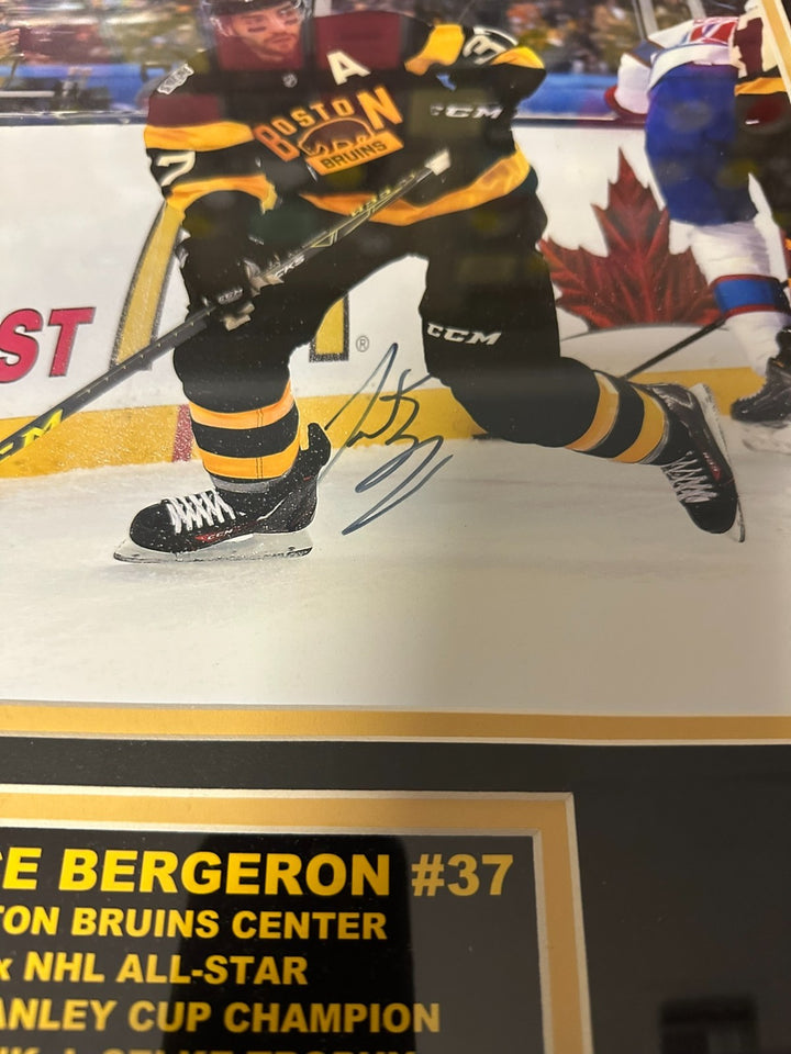 Patrice Bergeron Autographed Boston Bruins 8x10 Photo Framed NHL