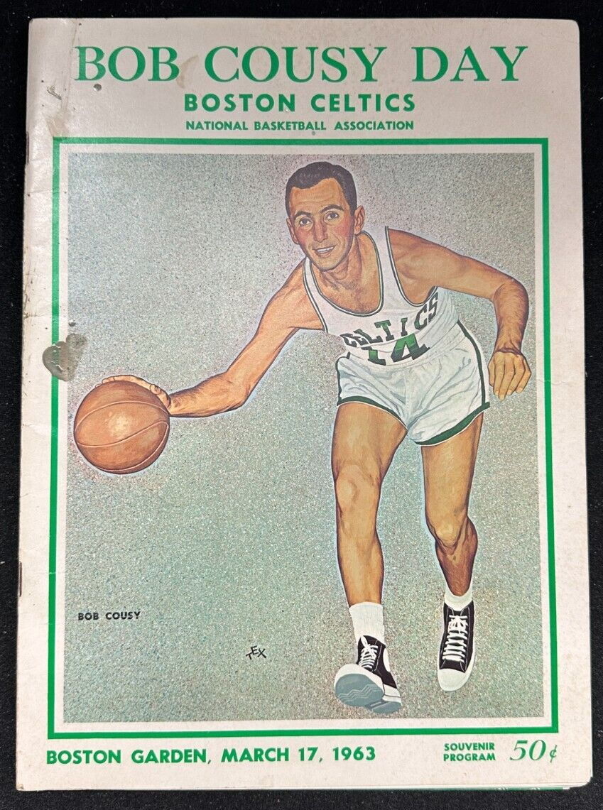 Bob Cousy Day 3/17/1963 Boston Celtics vs Syracuse Nationals Program & Ticket St