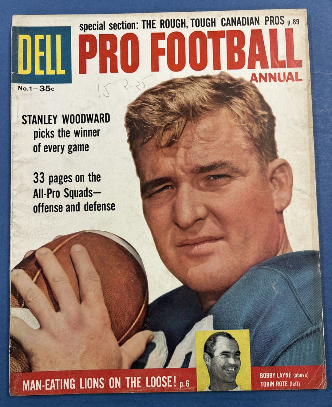 1958 Dell Pro Football No. 1 Annual Magazine Bobby Layne