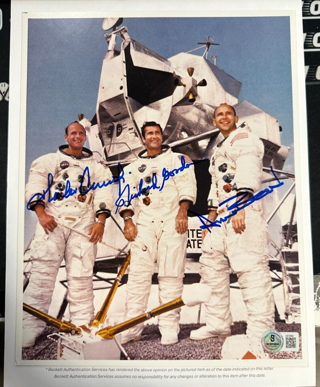 Pete Conrad Alan Bean Richard Gordon Apollo 12 Astronauts Signed 8x10 Photo BAS