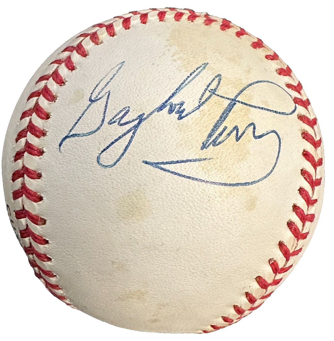 Warren Spahn Steve Carlton & Gaylord Perry Autographed ONL Baseball