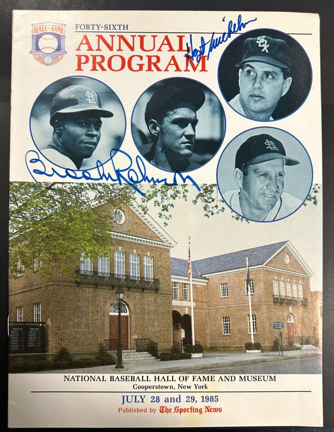 1985 Baseball Hall of Fame Autographed Program Brooks Robinson Hoyt Wilhelm BAS