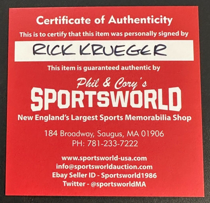 Rick Krueger Autographed Official Major League Baseball W/ 75 Red Sox Insc