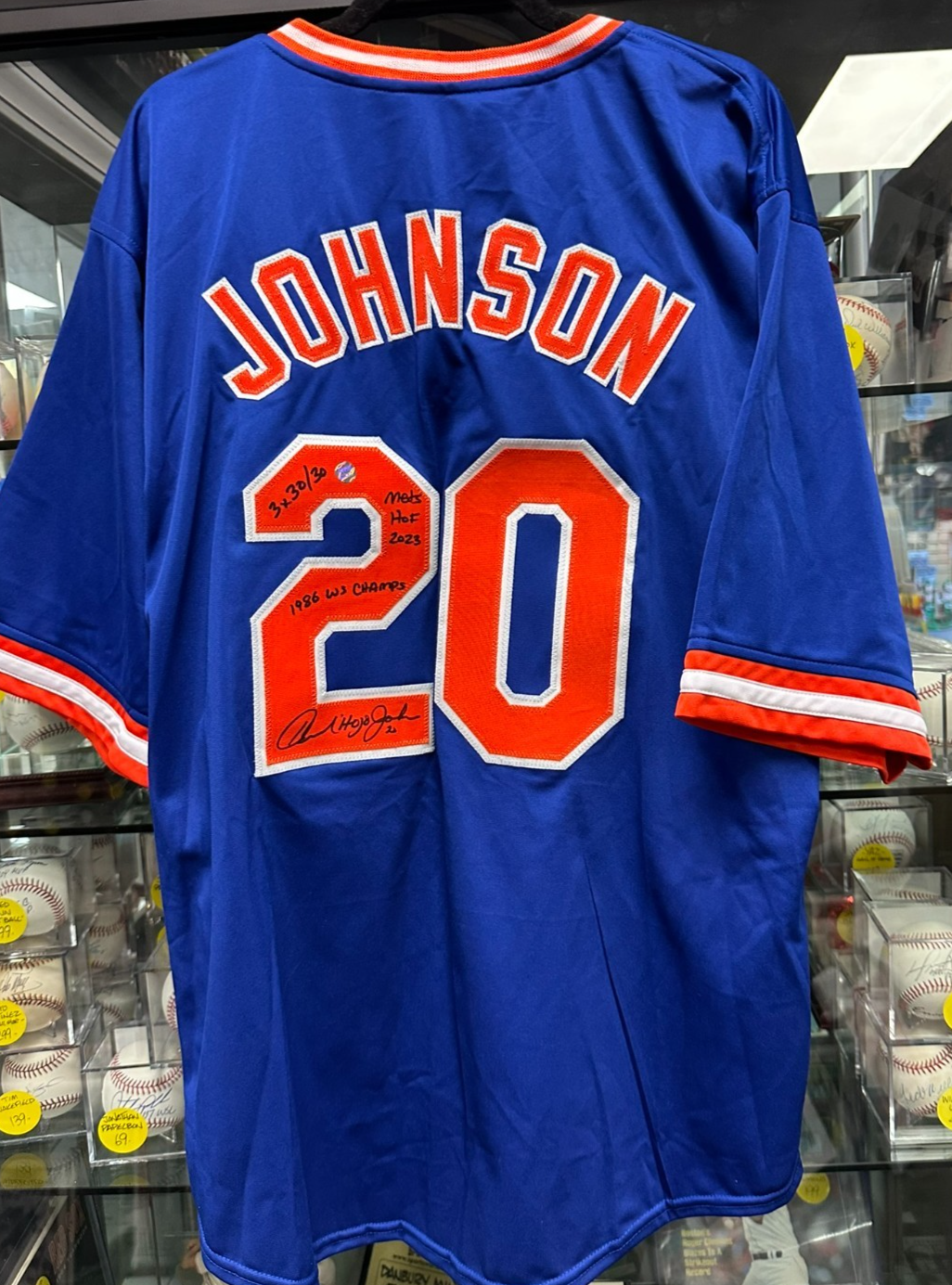 Howard Johnson Autographed New York Mets Custom Jersey W 3x 30/30 Mets HOF 2023