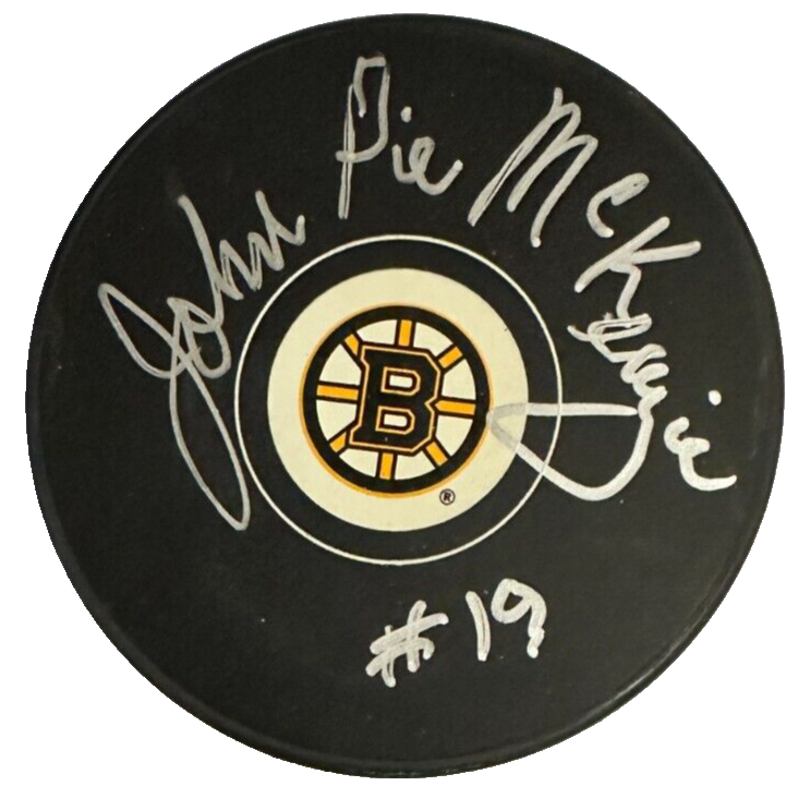 John McKenzie Autographed Boston Bruins Hockey Puck NHL