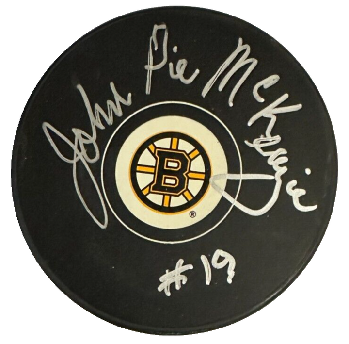 John McKenzie Autographed Boston Bruins Hockey Puck NHL