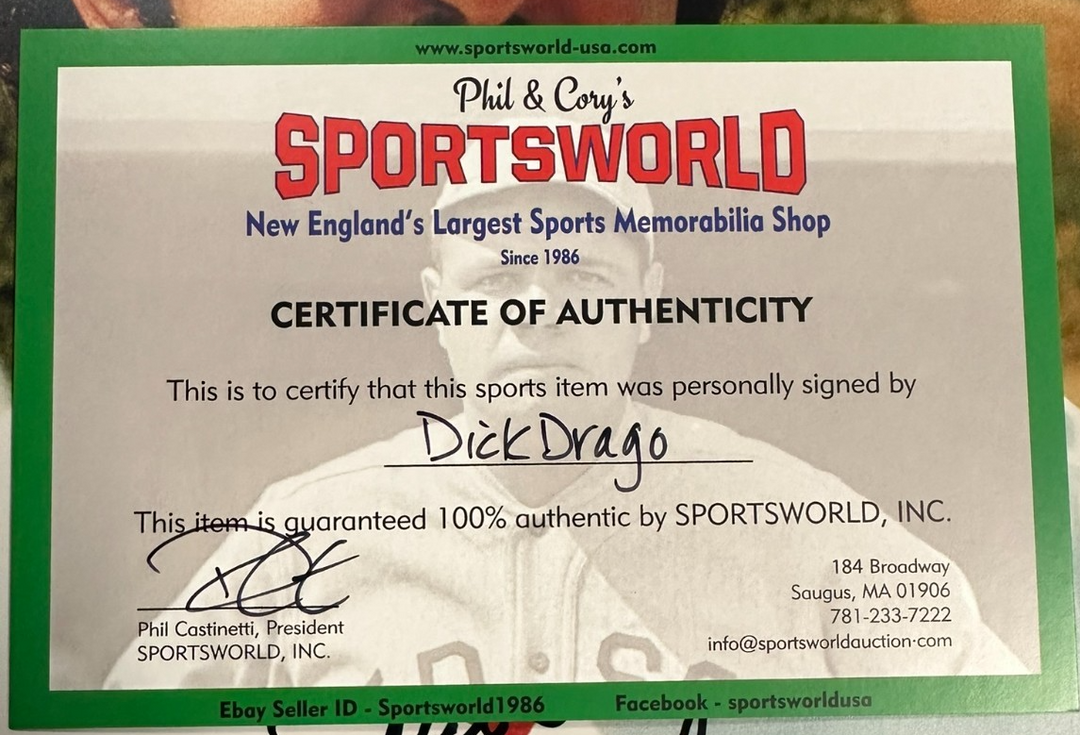 Dick Drago Autographed Boston Red Sox 8x10 Photo W/ 75 Red Sox Insc