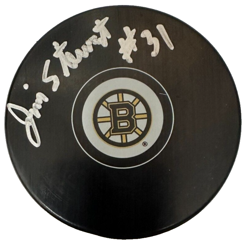 Jim Stewart Autographed Boston Bruins Hockey Puck BAS NHL