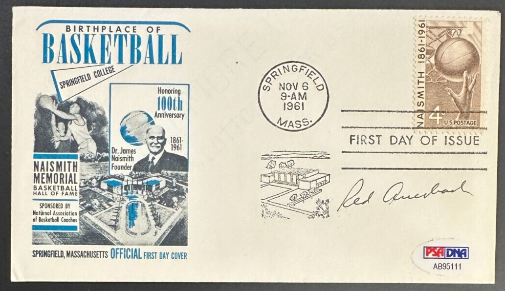 Red Auerbach Autographed 1961 Basketball Hall of Fame FDC Cachet Celtics PSA/DNA