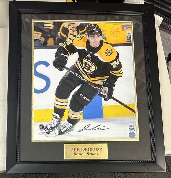 Jake Debrusk Signed Framed 16x20 New England Picture Boston Bruins