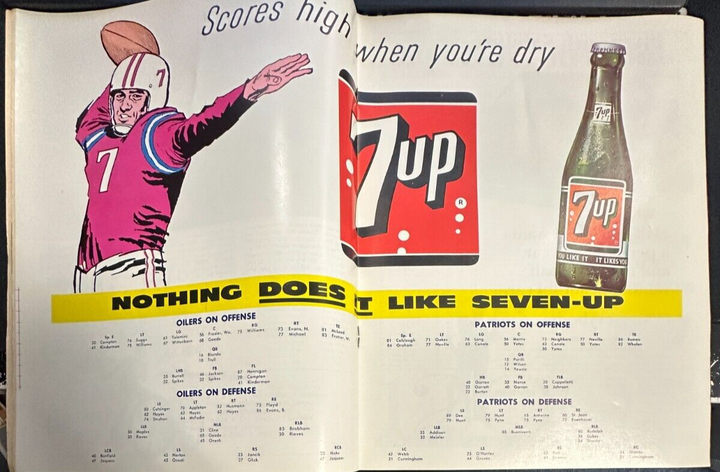 December 18, 1965 Boston Patriots Vs Houston Oilers Program AFL