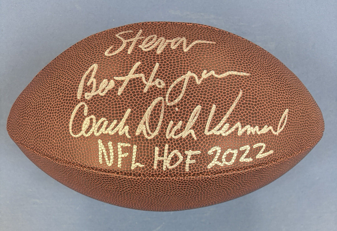 Dick Vermeil HOF To Steven Signed Wilson Football Eagles Rams Sportsworld COA