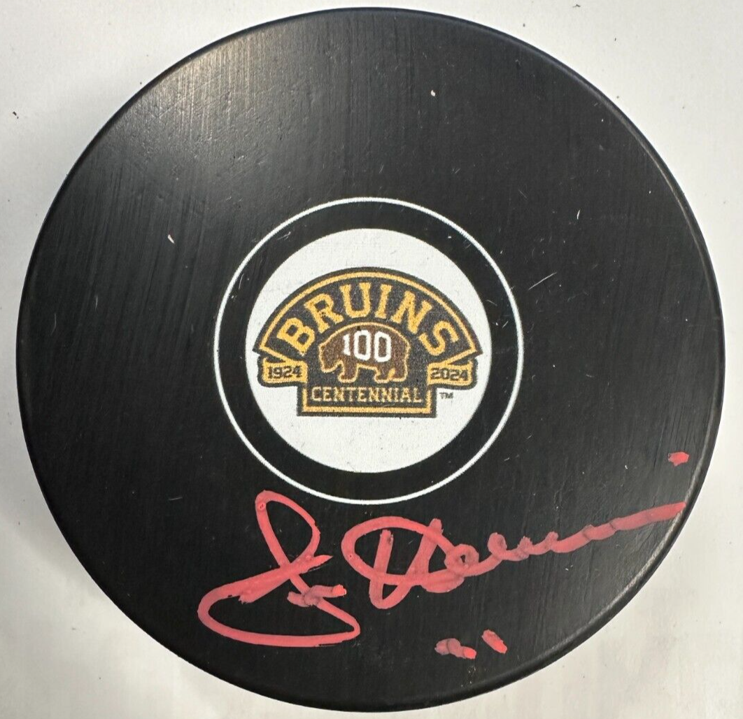 Jim Harrison Autographed Boston Bruins 100th Anniversary Hockey Puck NHL