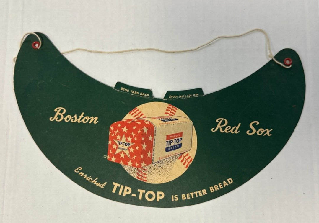 Vintage 1954 Tip Top Bread & Cakes Boston Red Sox Paper Visor