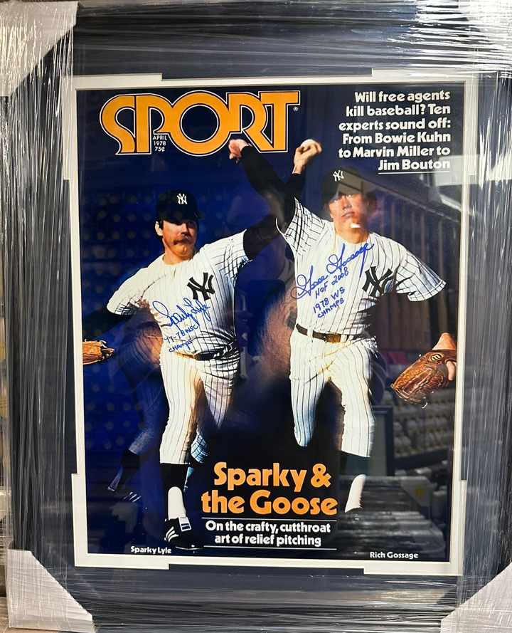 Framed Sparky Lyle & Goose Gossage Autographed Sport Magazine Cover 16x20 Photo