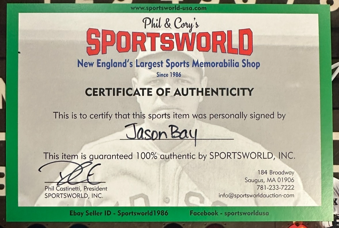 Jason Bay Autographed 8x10 Photo Boston Red Sox