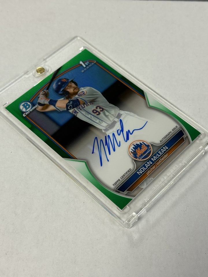 2023 Bowman Chrome Nolan McLean Green Auto /99 First 1st Mets USA 
