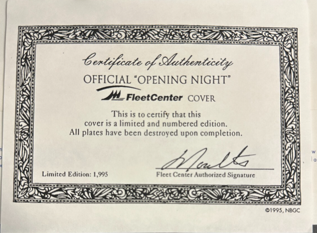 1995 Fleet Center Grand Opening Night FDC Cachet 20/1995 Bruins Celtics