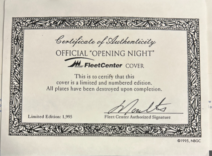 1995 Fleet Center Grand Opening Night FDC Cachet 20/1995 Bruins Celtics