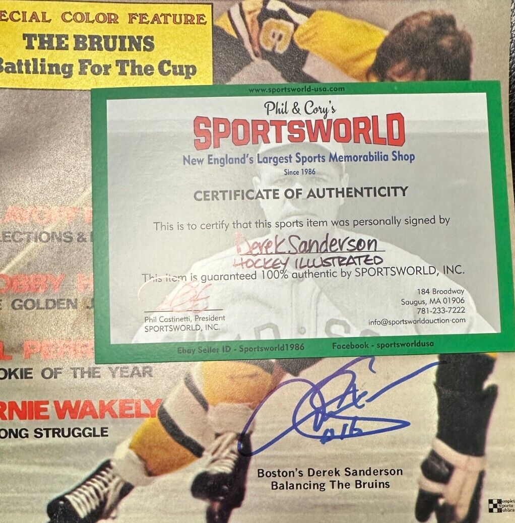 Derek Sanderson Autographed May 1971 Hockey Illustrated Magazine Bruins