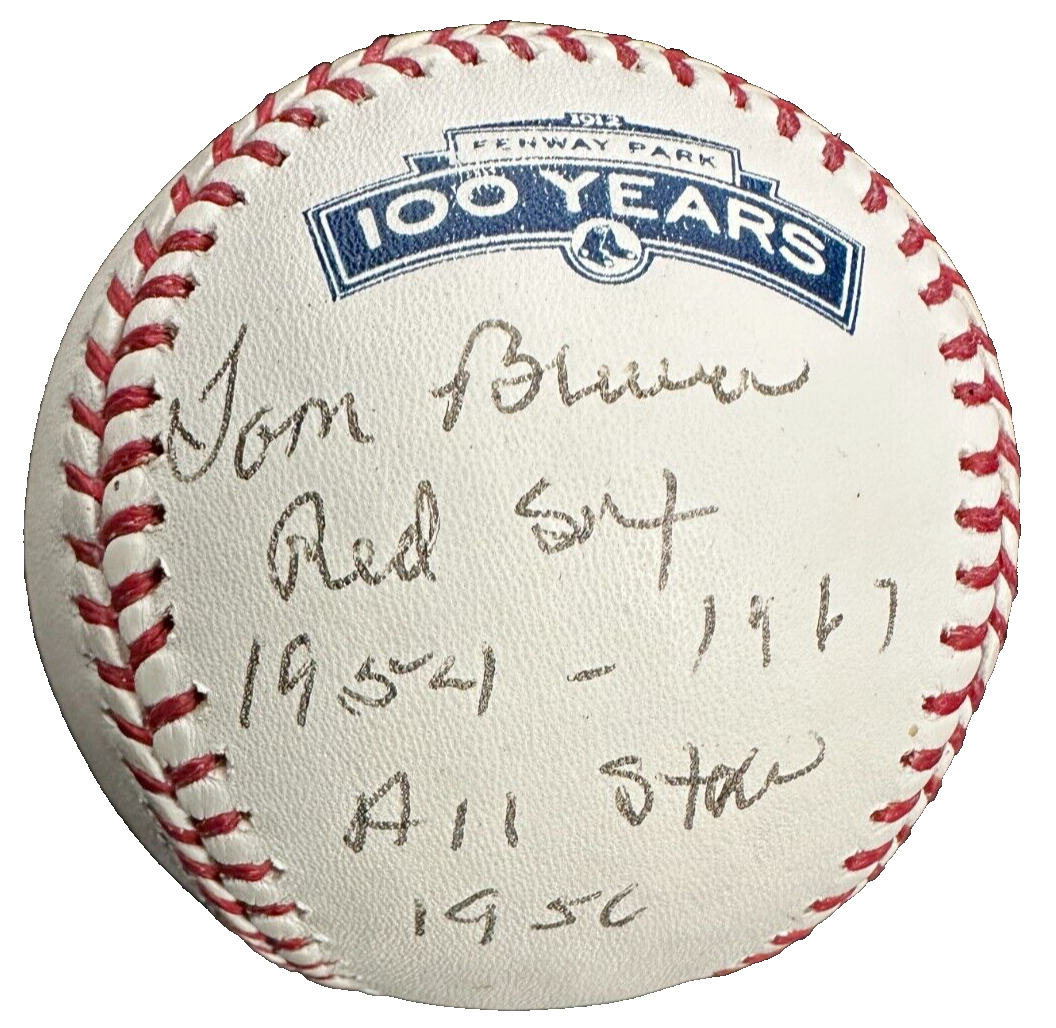 Tom Brewer Autographed Fenway Park 100th Anniversary Baseball W/ Red Sox 1954-61