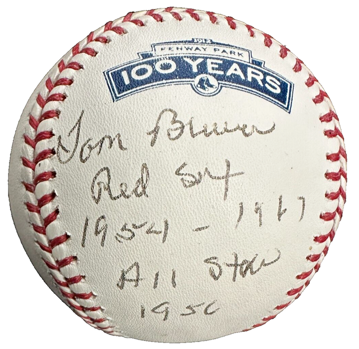 Tom Brewer Autographed Fenway Park 100th Anniversary Baseball W/ Red Sox 1954-61