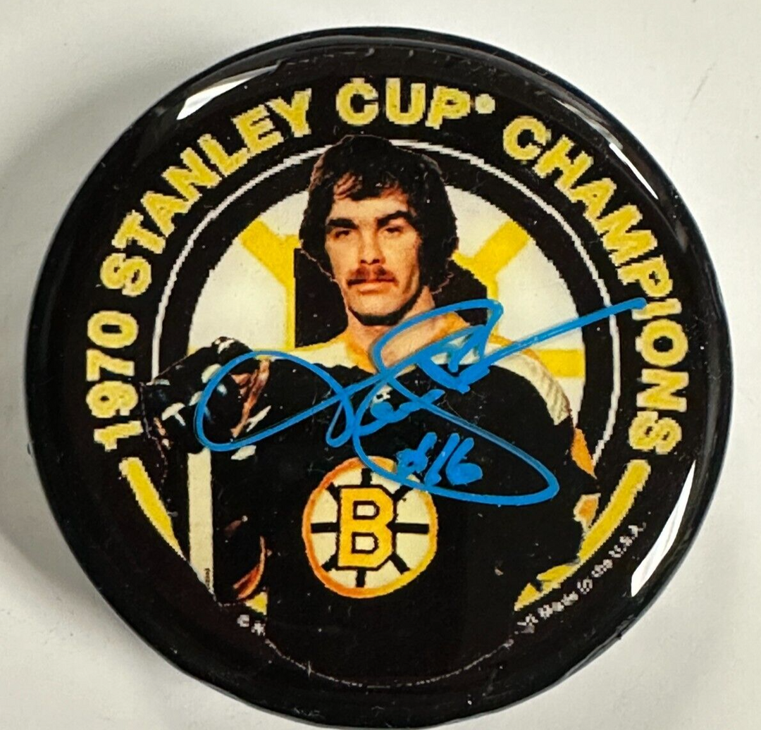 Derek Sanderson Autographed 1970 Stanley Cup Champions Photo Puck