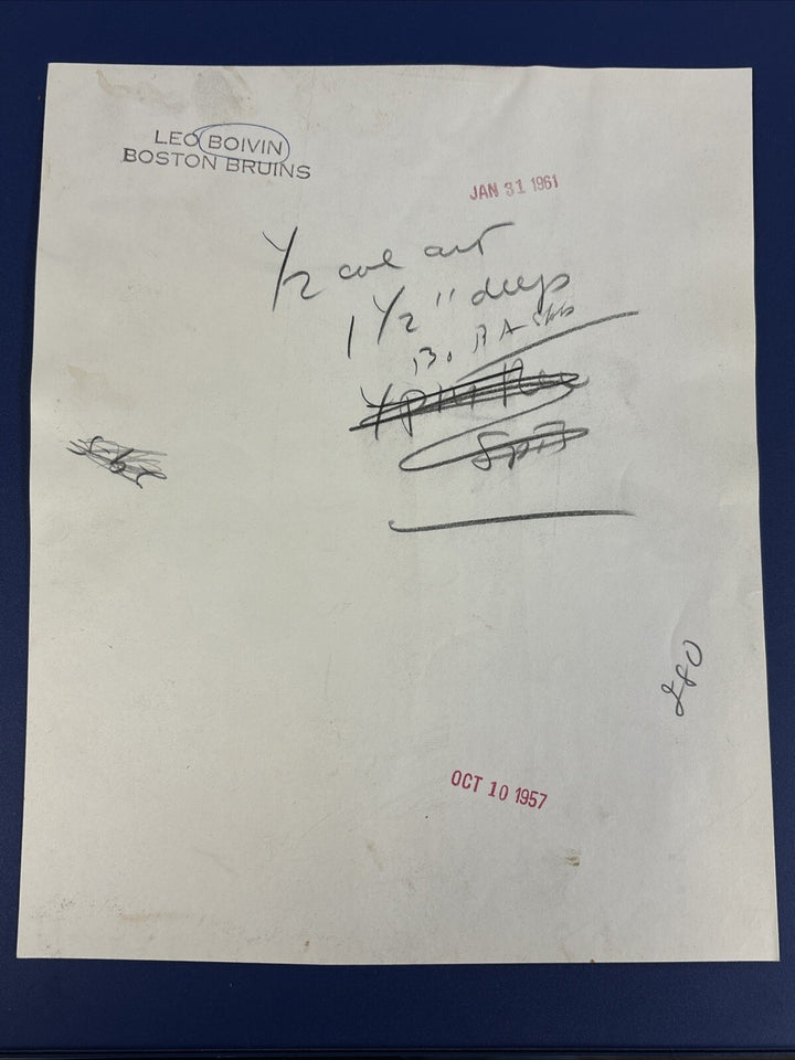 1960’s Leo Boivin Original Boston Bruins Team Photo 8x10