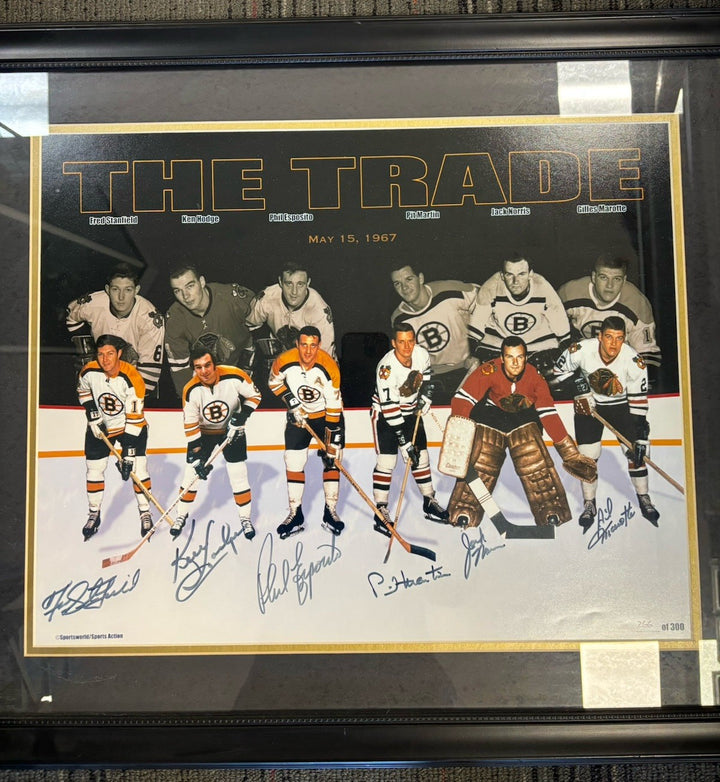 Fred Stanfield Ken Hodge Phil Esposito Pit Martin Signed 16x20 Photo COA