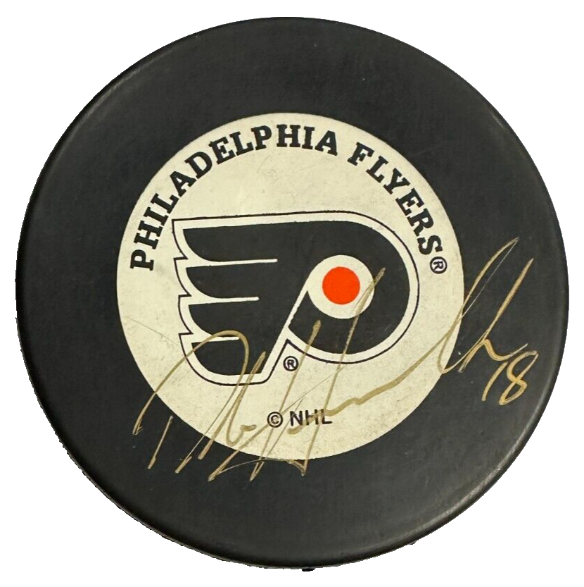 Dale Hawerchuk Autographed Philadelphia Flyers Hockey Puck NHL