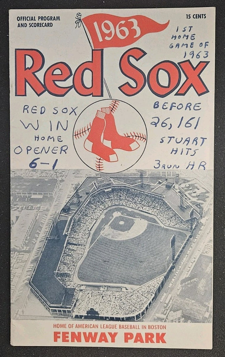 4/16/63 Red Sox vs. Orioles Program Boston Red Sox Home Opener Fenway Park 