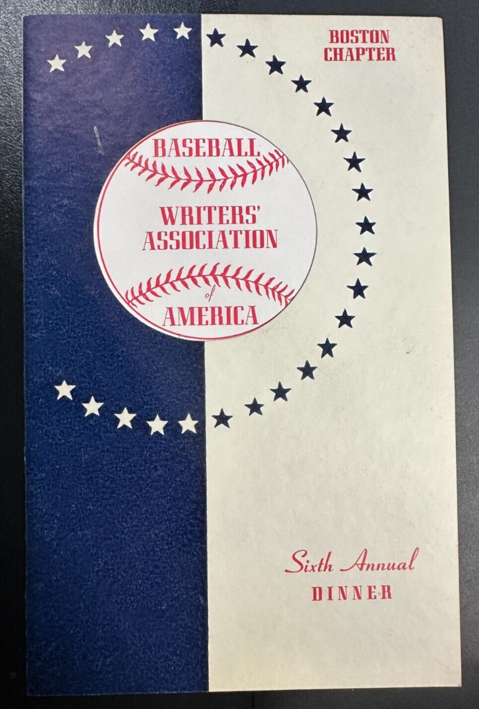 Jan 28, 1942 Sixth Annual Baseball Writers Association of America Dinner Program