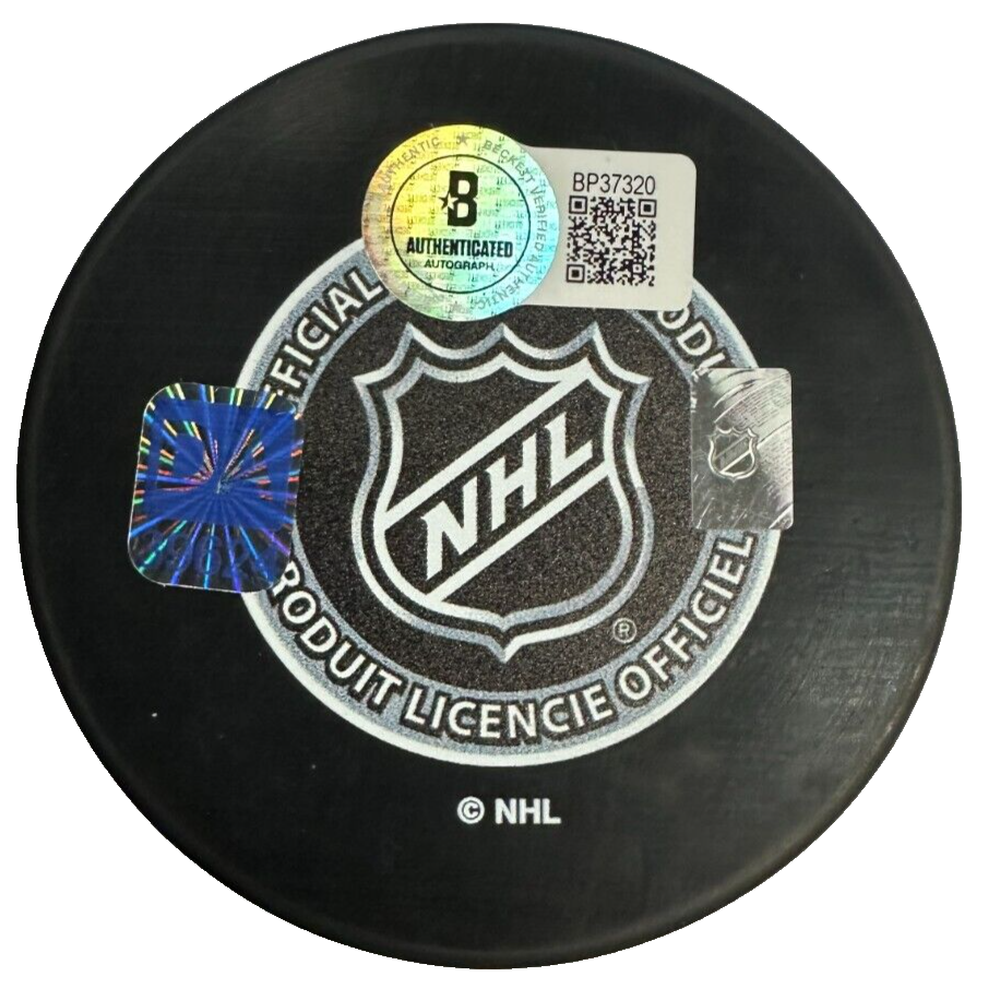 Jack Eichel Autographed 2018 Winter Classic Hockey Puck NHL BAS CitiField